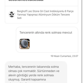 Kısa Sürede Renk Atan Tencere Ve Satıcıdan Olumsuz Geri Dönüş