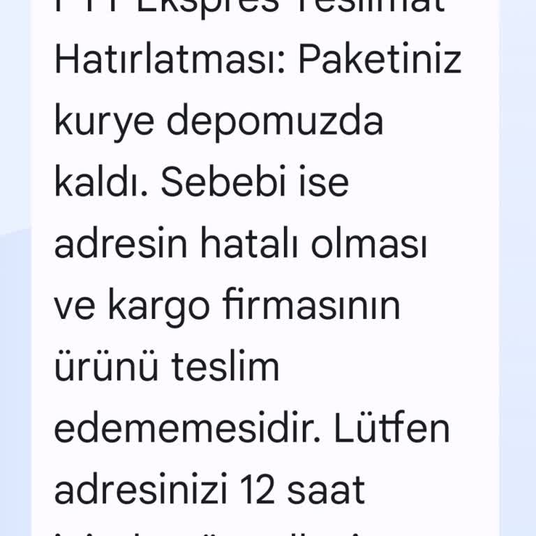 PTT Kargo 'dan Gelen Mesaj