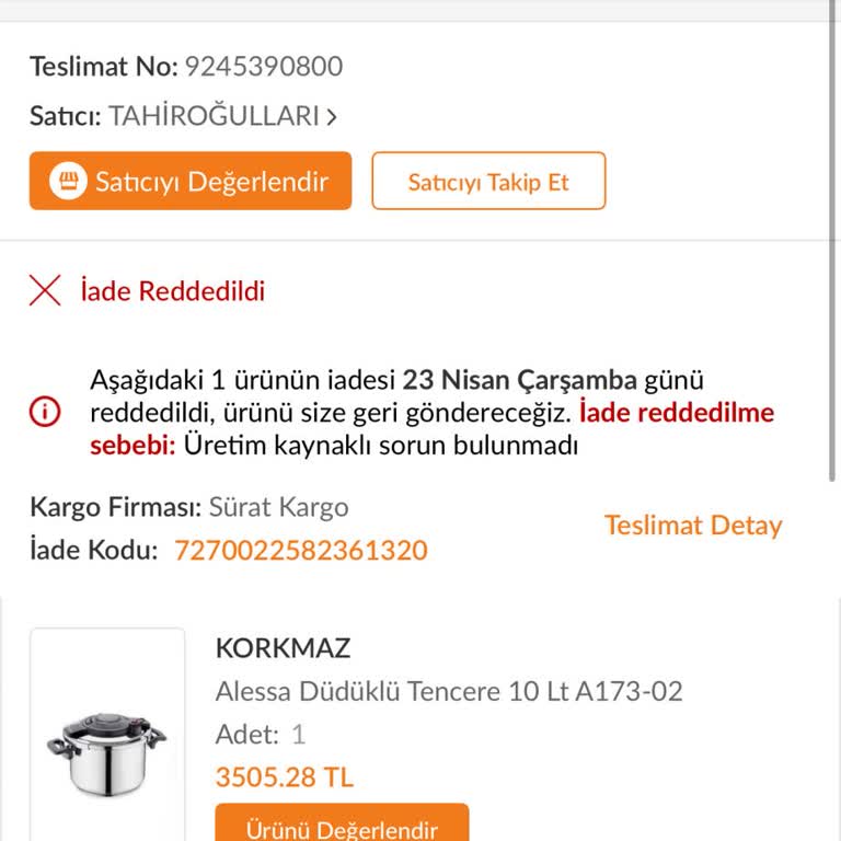 Korkmaz Mutfak Eşyaları Alessa Düdüklü Tencere Kusuru
