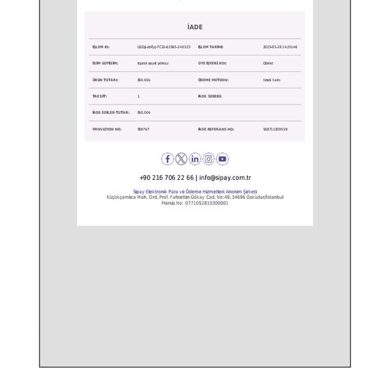 İptal Edilen Biletin Ücreti Bankaya Yatmadı, Mağduriyetim Giderilmiyor