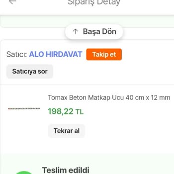 Siparişimde Belirtilenden Kısa Beton Uç Gönderildi