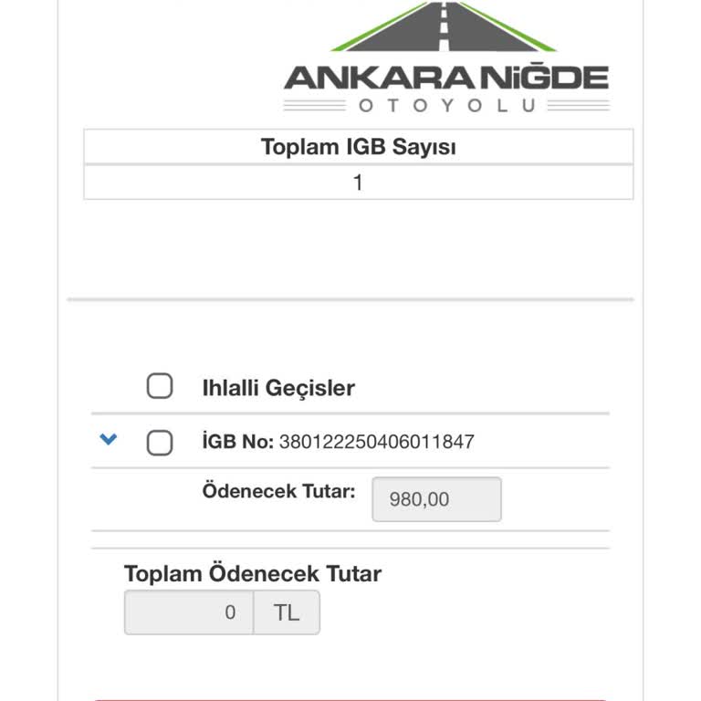 Ankara-Niğde Otoyolu Ödeme Kanallarına Erişim Sorunu Ve Ceza Mağduriyeti