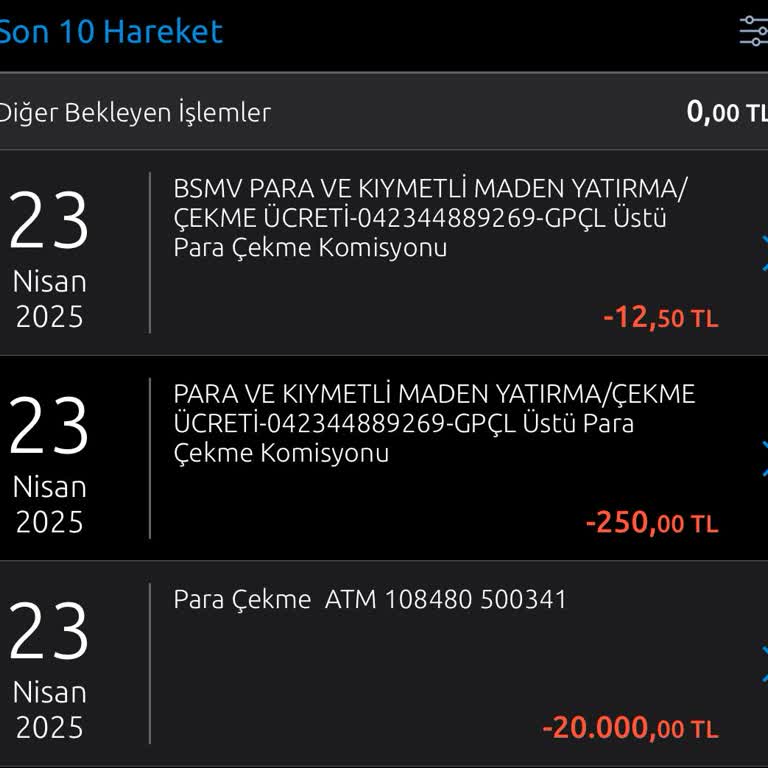 ATM'den Çekilen Paradan Bilgilendirilmeden Kesilen Yüksek Komisyon