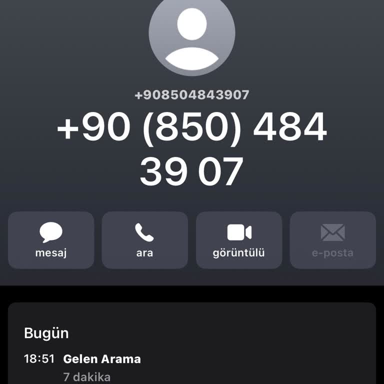 08504843907‬ Numarasından Gelen Şüpheli Arama