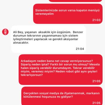 Sipariş İptal Edildi Açıklama Yapılmadı Canlı Destek Yardımcı Olmadı