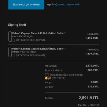 Peşin Ödeme Yapılan Koltuk Örtüsü Siparişim Teslim Edilmedi