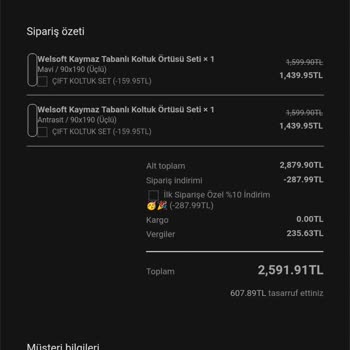 Peşin Ödeme Yapılan Koltuk Örtüsü Siparişim Teslim Edilmedi