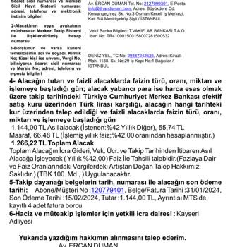 Kapatılan Hattım İçin Bilgim Dışında Fatura Ve İcra İşlemi
