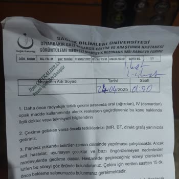 Gece Verilen MR Randevusunda Cihaz Arızası Ve Bilgilendirme Eksikliği Mağduriyeti