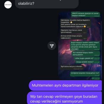WhatsApp Destek Hattı Ve Sipariş Sürecinde İlgisizlik
