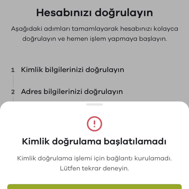 Kimlik Doğrulama İşlemi Başlatılamıyor, Acil Çözüm Bekliyorum