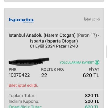 Bilet İptalinde Eksik İade Ve Farklı Uygulama Sorunu