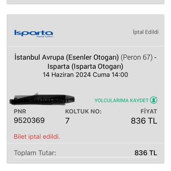 Bilet İptalinde Eksik İade Ve Farklı Uygulama Sorunu