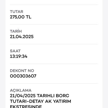 Bilgilendirme Yapılmadan Hesaptan 275 TL Kesinti Yapılması