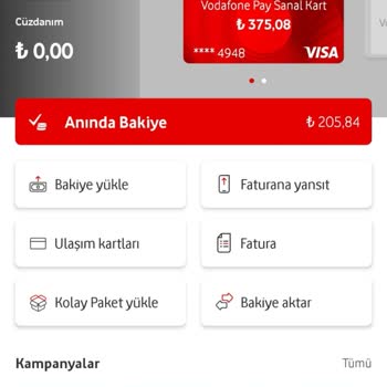 Vodafone Pay Sanal Kart Bakiyesi Kullanılamıyor