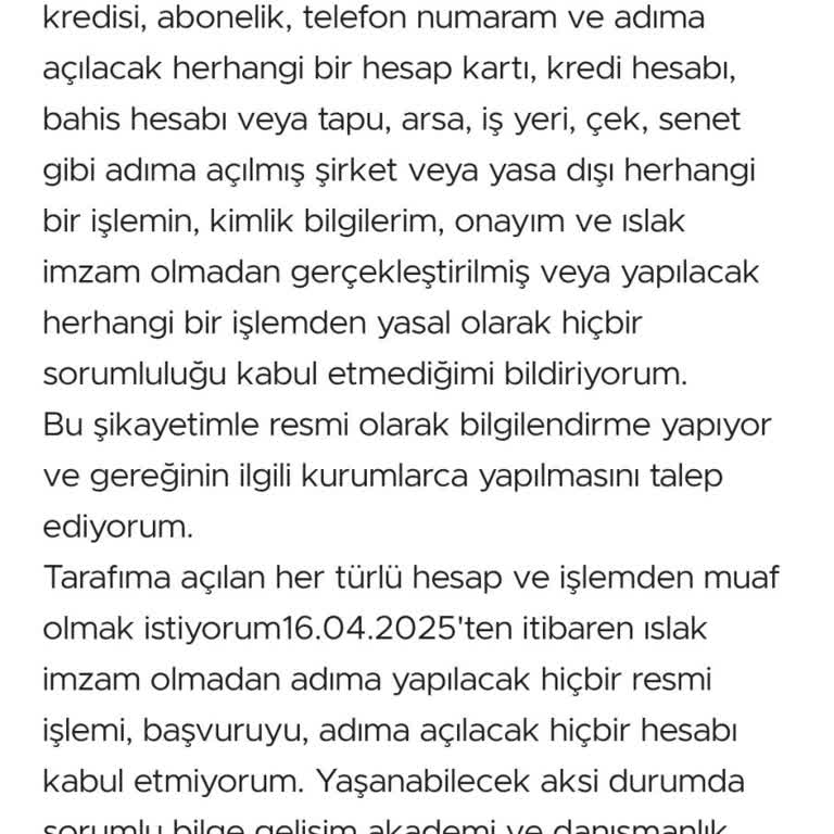 Danışmanlık Hizmetleriyle İlgili Ücret Talebi ve Yasal Tehditler Hakkında Şikayet