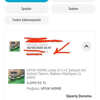 Epttavm Sipariş Verilen Koltuk Ve Masa Takımı Zamanında Kargolanmadı, Sürekli Oyalama