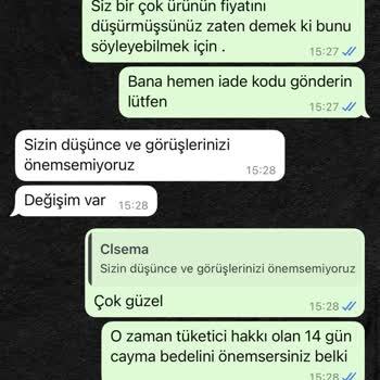 Siparişimde Yanlış Ölçü Bilgisi Verildi İade Kabul Edilmedi