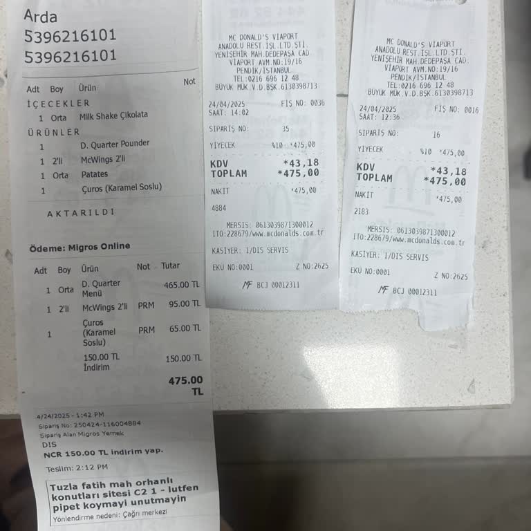 Sipariş İçeriği Hatalı Ve Fiş Problemi Yaşadım, Destek Alamadım