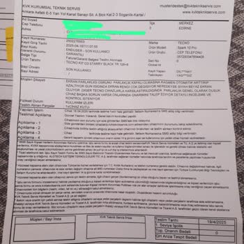 Cihaz Arızası Çözülmedi, KVK Servisinden Yetersiz Destek Aldım