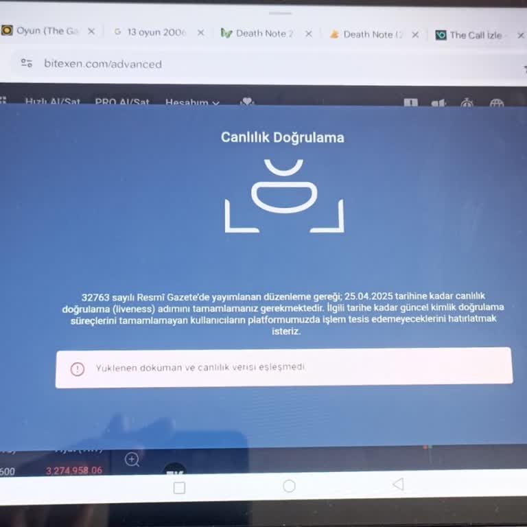 I Can’t Complete Bitexen’s Liveness Verification Due to System Errors
