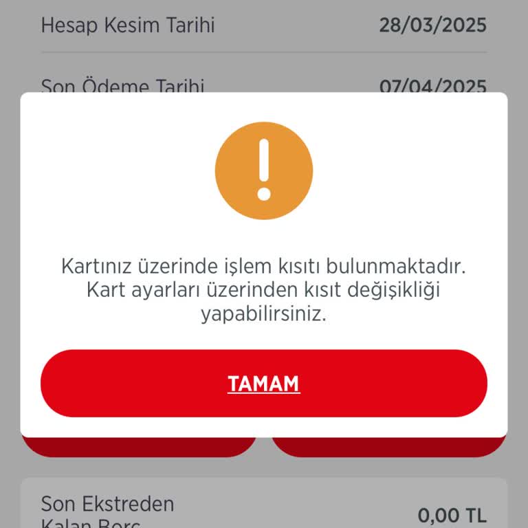 Borçsuz Olmama Rağmen Kartıma Keyfi Kısıtlama Getirildi