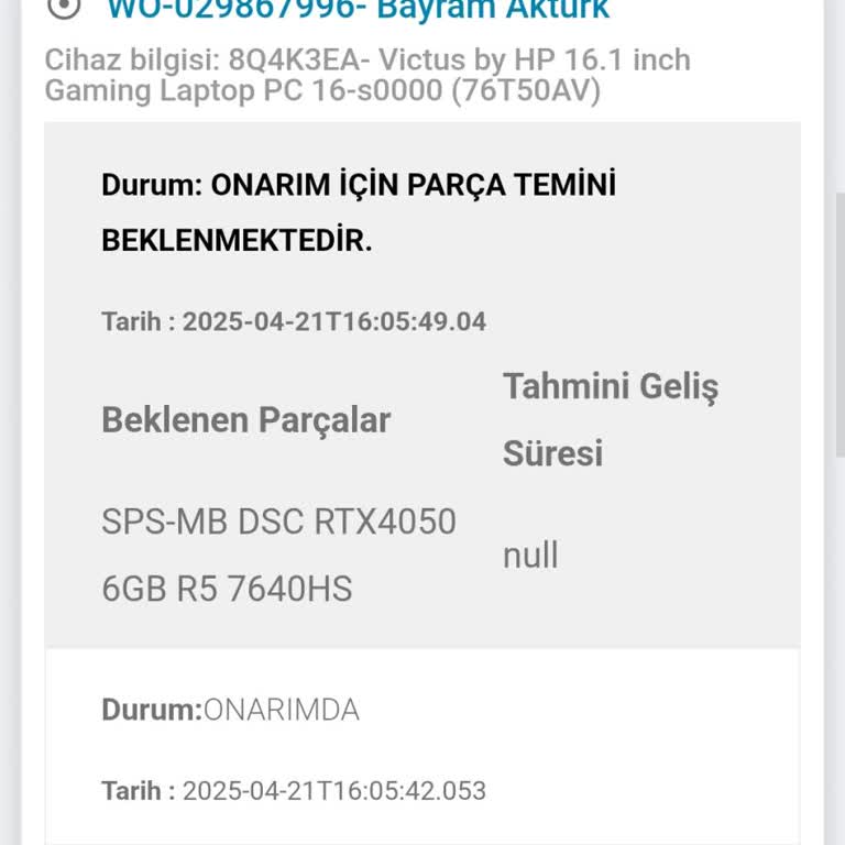 HP Victus 16 Bilgisayarımın Anakart Sorunu 2 Ayda Çözülemedi, Servis Süreci Çok Uzun