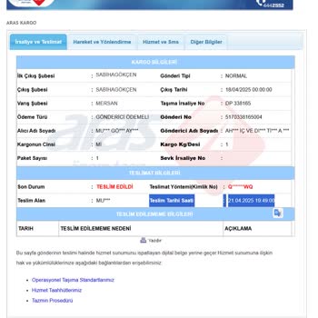 Kargom Teslim Edilmediği Halde Teslim Edildi Görünüyor Aras Kargo Ulaşılmıyor