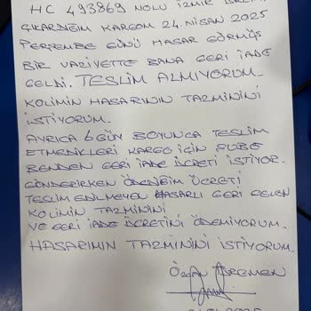 Geciken Ve Hasarlı Kargo İçin Ek Ücret Talebiyle Mağduriyet