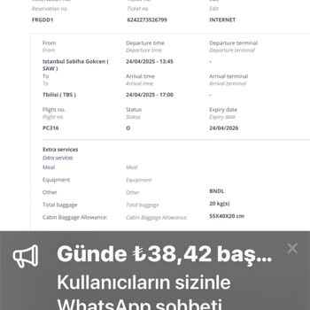 Satın Aldığım Yemek Hizmeti Uçuşta Sunulmadı, Açıklama Yapılmadı