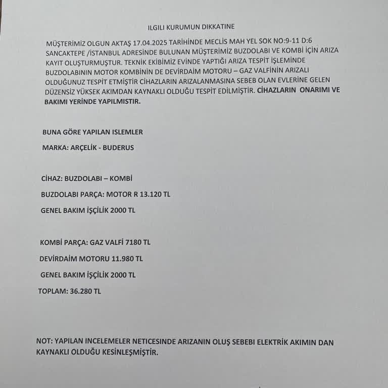 Kombi Arızası Çözülemedi, Yüksek Masraf Ve Yanlış Fatura