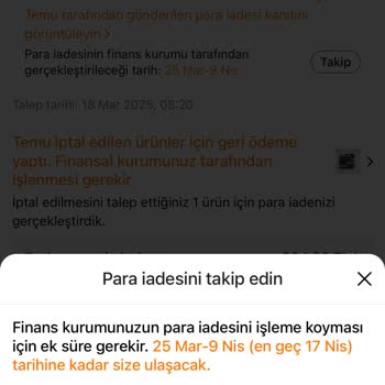 Temu'dan İptal Edilen Siparişin Ücreti Hesabıma İade Edilmedi