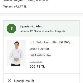 Siparişimin Kargoya Verilmemesi Ve Bilgim Dışında İptal Edilmesi