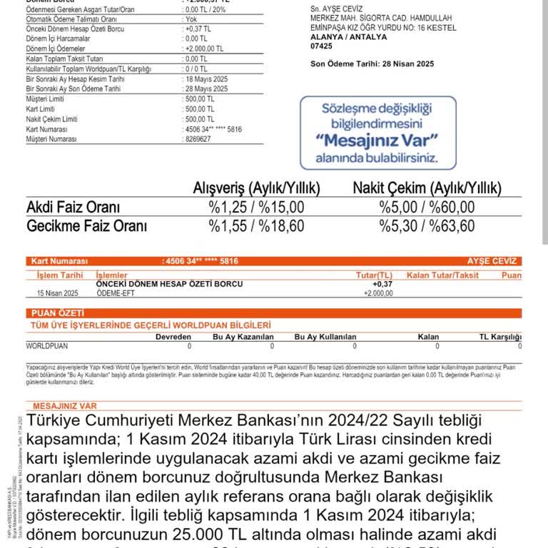 Kapalı Kredi Kartına Yapılan EFT'nin İadesinde Yaşanan Sorun Ve Müşteri Hizmetlerine Ulaşamama