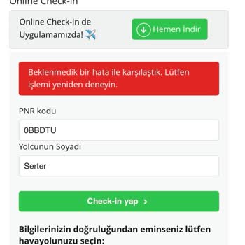 SunExpress Online Check-in Sorunu Ve Uçuş Mağduriyeti