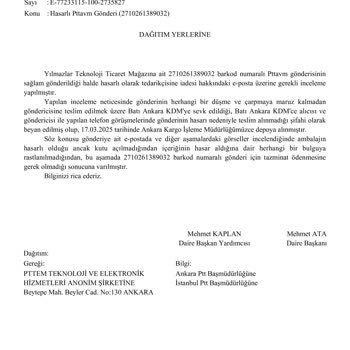 Taşıma Hasarı Ve Skandal Çözüm Önerisi: Epttavm Ve PTT Kargo Sorumluluk Almıyor