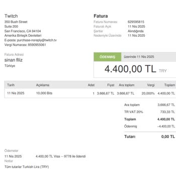 Twitch Took ₺4,400 for 10,000 Bits Without My Consent—I Demand a Refund