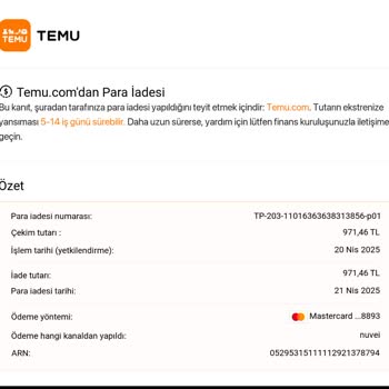 Temu'dan İptal Edilen Siparişin Para İadesi Hesabıma Yatmadı