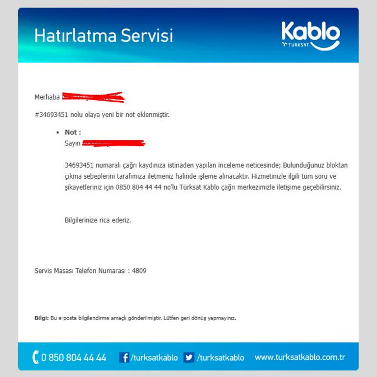 TÜRKSAT Kablo Net Destek Sürecinde İletişim Eksikliği Ve Sorunların Çözümsüz Kalması