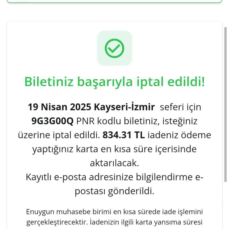 Bilet İptalinde Geciken İade Ve Yetersiz Müşteri Hizmetleri