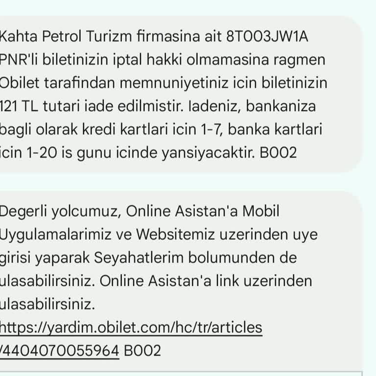 Obilet Bilet İptalinde Para İadesi Yapılmıyor Mağdur Edildim
