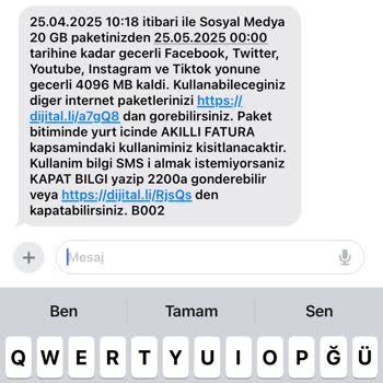 Ek İnternet Paketinin Hızla Tükenmesi Ve Fatura Tutarında Tutarsızlık