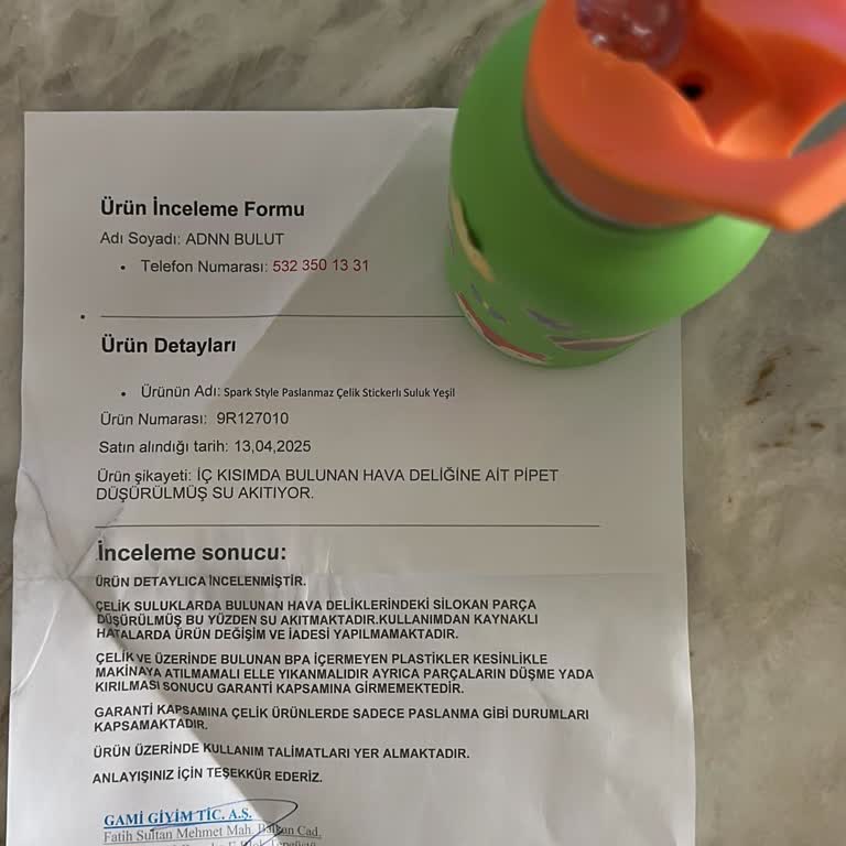 Aldığım Suluklar Kısa Sürede Su Kaçırmaya Başladı