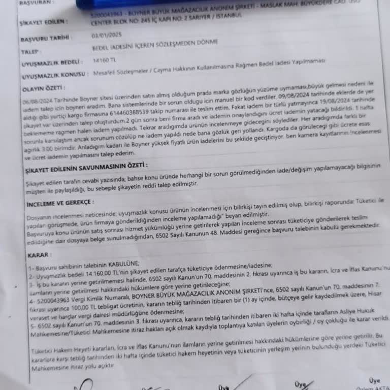 Boyner İade Sürecinde Yaşanan Mağduriyet Ve İletişimsizlik