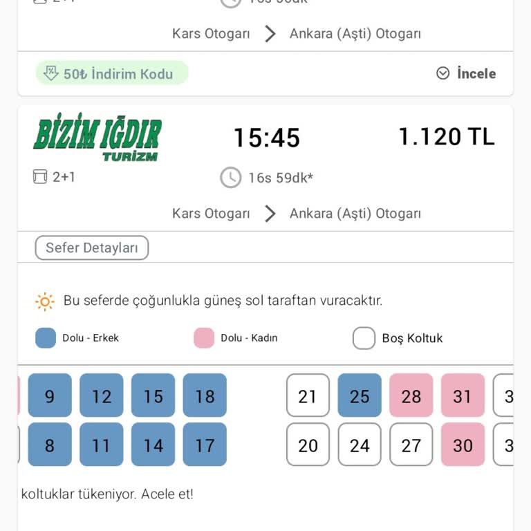 Otobüs Koltuk Numarası Ve Yerinin Farklı Gösterilmesi Mağduriyet Yaşatıyor