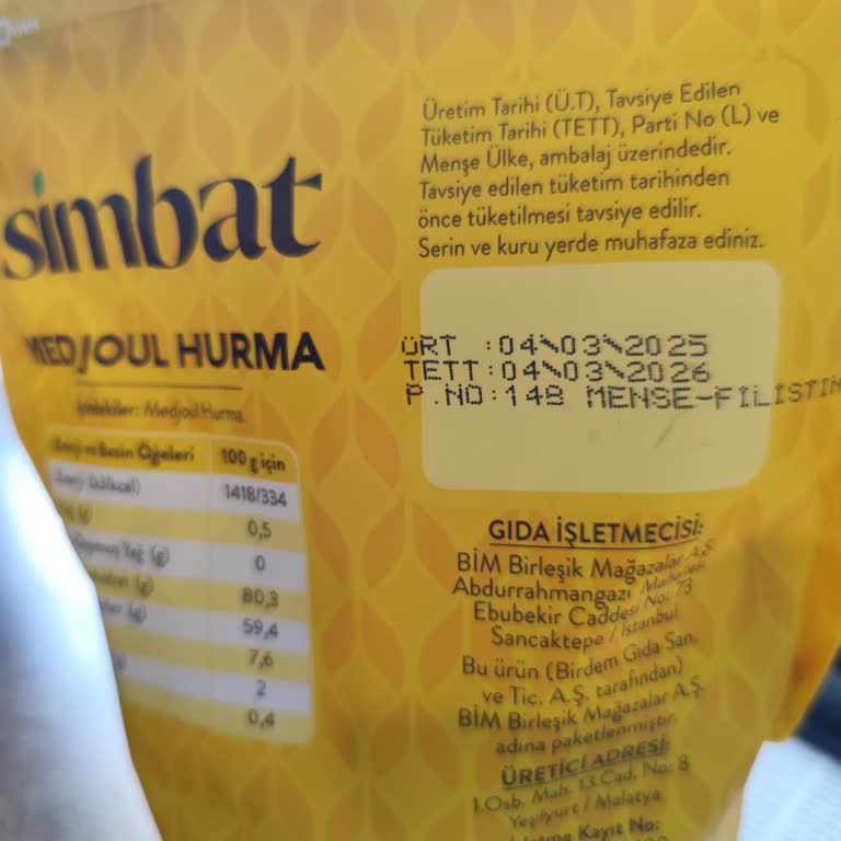Hurma Ambalajında Menşei Ve Üretici Bilgilerinin Belirsizliği