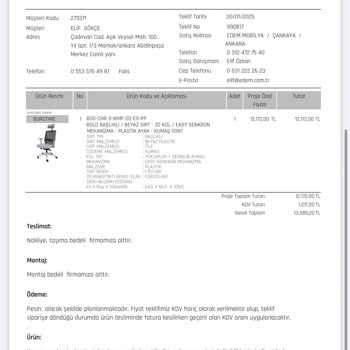 Aylardır Beklediğim Çalışma Koltuğu Teslim Edilmiyor Mağaza Dönüş Yapmıyor