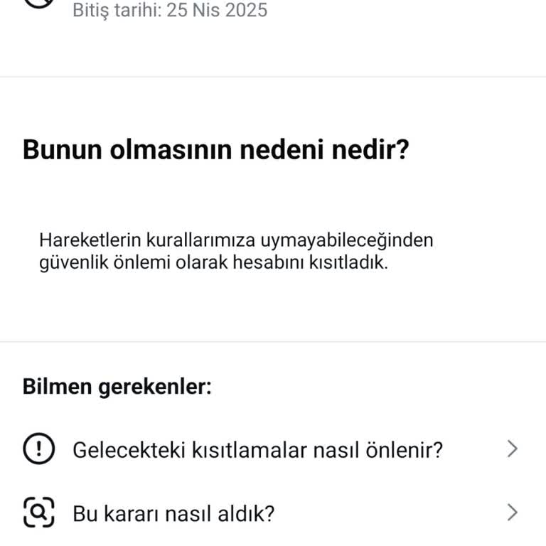Instagram Banının Belirtilen Tarihte Kaldırılmaması