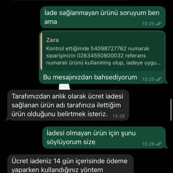 Zara falsche Größe geliefert, Rücksendung abgelehnt, Kundenservice unzureichend