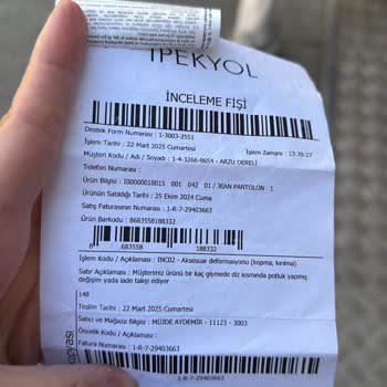 İpekyol'dan Alınan Jean Pantolon İlk Giyimde Deforme Oldu, İade Bekliyorum